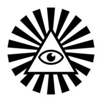 alziend oog symbool. oog van de voorzienigheid. vrijmetselaars symbool. alziend oog in driehoekspiramide. nieuwe wereldorde. heilige geometrie, religie, spiritualiteit, occultisme. geïsoleerde vectorillustratie vector