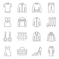 pak kleding en kledinglijnpictogrammen vector