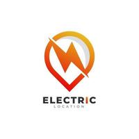 elektriciteit locatie logo. kaart pin locatie gecombineerd met energie of bliksemschicht pictogram vectorillustratie vector