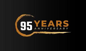 95-jarig jubileumfeest met cirkelborstel in gouden kleur. gelukkige verjaardag groet viert gebeurtenis geïsoleerd op zwarte achtergrond vector