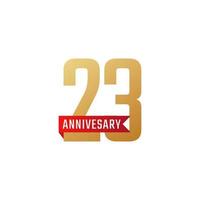 23-jarig jubileumfeest met rood lint vector. de gelukkige verjaardagsgroet viert de illustratie van het sjabloonontwerp vector