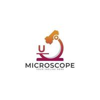 laboratorium logo. eerste letter u Microscoop logo-ontwerpelement sjabloon. vector