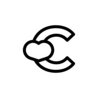 beginletter c met hartliefde in lijnstijl logo-ontwerpsjabloonelement vector