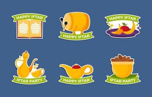 ramadan maand happy iftar stickerset vector