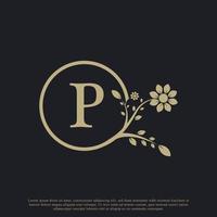 circulaire letter p monogram luxe logo sjabloon bloeit. geschikt voor natuurlijke, eco-, sieraden-, mode-, persoonlijke of zakelijke branding. vector