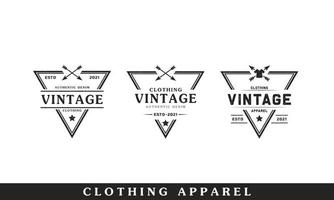 set van klassieke vintage retro label badge voor kleding kleding driehoek logo embleem ontwerp sjabloon element vector