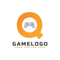 beginletter q met gameconsole-pictogram en pixel voor gaming-logo-concept. bruikbaar voor logo's van bedrijfs-, technologie- en game-opstarttoepassingen. vector