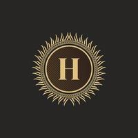 embleem letter h gouden monogram ontwerp. luxe volumetrische logo sjabloon. 3D-lijn ornament voor uithangbord, badge, crest, label, boutique merk, hotel, restaurant, heraldisch. vector illustratie