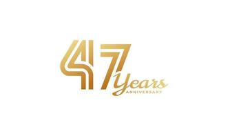 47 jaar Jubileumfeest met handschrift gouden kleur voor viering evenement, bruiloft, wenskaart en uitnodiging geïsoleerd op een witte achtergrond vector