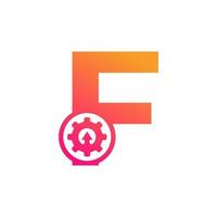 beginletter f met tandwiel tandwiel automotive logo inspiratie vector