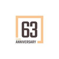 63-jarig jubileumfeest vector met vierkante vorm. de gelukkige verjaardagsgroet viert de illustratie van het sjabloonontwerp