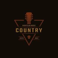 klassieke vintage retro label badge voor country gitaar muziek western saloon bar cowboy logo ontwerpsjabloon vector