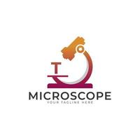 laboratorium logo. eerste letter t Microscoop logo-ontwerpelement sjabloon. vector