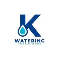 waterdruppel letter k eerste logo. bruikbaar voor natuur- en branding-logo's. platte vector logo ontwerp ideeën sjabloon element