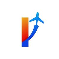 beginletter ik reis met vliegtuig vlucht logo ontwerp sjabloonelement vector