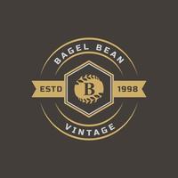 vintage retro badge voor letter b voor bagels logo embleem ontwerp symbool vector