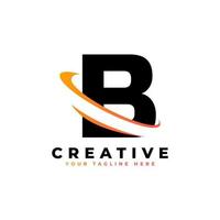 letter b bedrijfslogo met creatieve gebogen swoosh pictogram sjabloon vectorelement in zwarte en gele kleur. vector