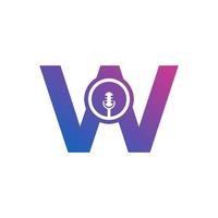 letter w podcast record logo. alfabet met microfoon pictogram vectorillustratie vector