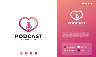 uitzending icoon. liefde hart podcast logo ontwerp sjabloon vector