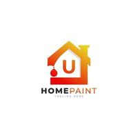 beginletter u huis verf onroerend goed logo ontwerp inspiratie vector