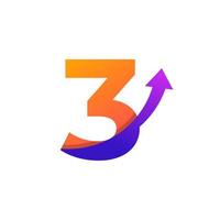 nummer 3 pijl-omhoog logo symbool. goed voor bedrijfs-, reis-, start-, logistieke en grafische logo's vector