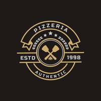 vintage retro badge voor spatel pizza pizzeria logo embleem ontwerp symbool vector