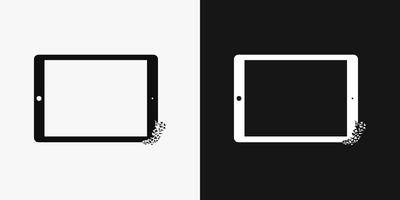 Conceptuele afbrokkelende Tablet pc-pictogram vector