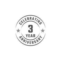 3 jaar jubileum embleem badge met grijze kleur voor viering evenement, bruiloft, wenskaart en uitnodiging geïsoleerd op een witte achtergrond vector