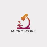 laboratorium logo. nummer 3 Microscoop logo-ontwerpelement sjabloon. vector