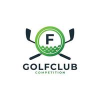 golfsport-logo. letter f voor golf logo vector ontwerpsjabloon. eps10 vector
