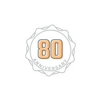 80 jaar verjaardag viering vector badge. de gelukkige verjaardagsgroet viert de illustratie van het sjabloonontwerp