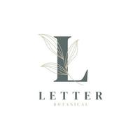 eerste letter l bloemen en botanisch logo. natuurblad vrouwelijk voor schoonheidssalon, massage, cosmetica of spa icoon symbool vector