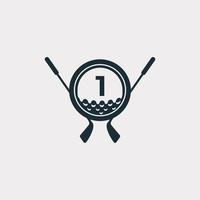 golfsport-logo. nummer 1 voor golf logo vector ontwerpsjabloon. eps10 vector