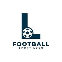 letter l met voetbal logo-ontwerp. vectorontwerpsjabloonelementen voor sportteam of huisstijl. vector