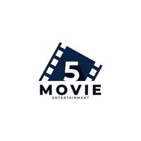 filmlogo. nummer 5 film logo-ontwerpelement sjabloon. eps10 vector