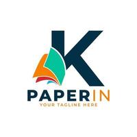 moderne eenvoudige letter k met papieren logo-ontwerpsjabloon vector