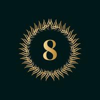 embleem nummer 8 weven cirkel monogram sierlijke sjabloon. eenvoudig logo-ontwerp voor luxe embleem, royalty, visitekaartje, boetiek, hotel, heraldisch. kalligrafische vintage rand. vector illustratie