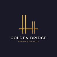 architectuur gouden boog rivierbrug eenvoudig minimalistisch logo in lijnstijl ontwerpinspiratie vector