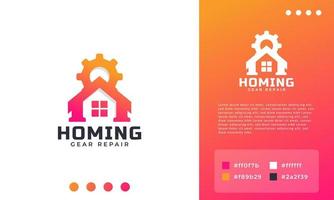 huis reparatie icoon. versnelling huistechnologie logo ontwerpsjabloon vector