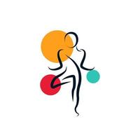 kleurrijke fitness en wellness lijn stijl vector logo ontwerp sjabloon element