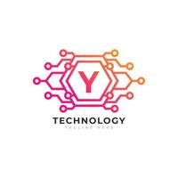 technologie eerste letter y logo-ontwerpelement sjabloon. vector