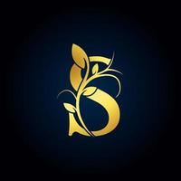 elegant s luxe logo. gouden bloemen alfabet logo met bloemen bladeren. perfect voor mode, sieraden, schoonheidssalon, cosmetica, spa, boetiek, bruiloft, postzegel, hotel- en restaurantlogo. vector