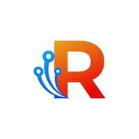 beginletter r technologie logo ontwerpsjabloon element vector