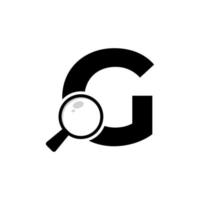 zoek logo. letter g vergrootglas logo ontwerp vector