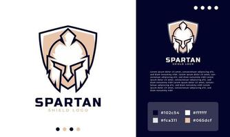 krijger schild logo. schild en helm van het spartaanse krijgersymbool. Spartaanse Griekse gladiator helm pantser platte vector icon