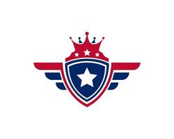 embleem Amerikaanse veteraan vlag embleem vleugels met schild patriottisch logo ontwerpsjabloon element vector