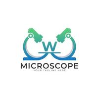 laboratorium logo. eerste letter w Microscoop logo-ontwerpelement sjabloon. vector