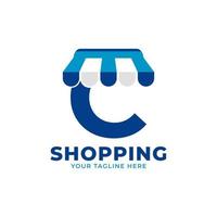 moderne eerste letter c winkel en markt logo vectorillustratie. perfect voor e-commerce, verkoop, korting of winkelwebelement vector