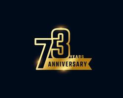 73-jarig jubileumfeest met glanzende omtreknummer gouden kleur voor feestgebeurtenis, bruiloft, wenskaart en uitnodiging geïsoleerd op donkere achtergrond vector