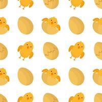 naadloos patroon van kuikens en kippeneieren vector